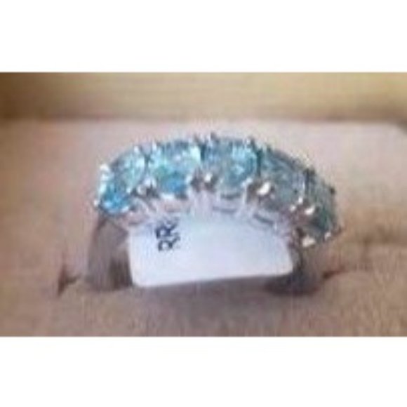 Blue Topaz more than 3 ctw rhodium over sterling silver ring size 6 - Picture 3 of 5